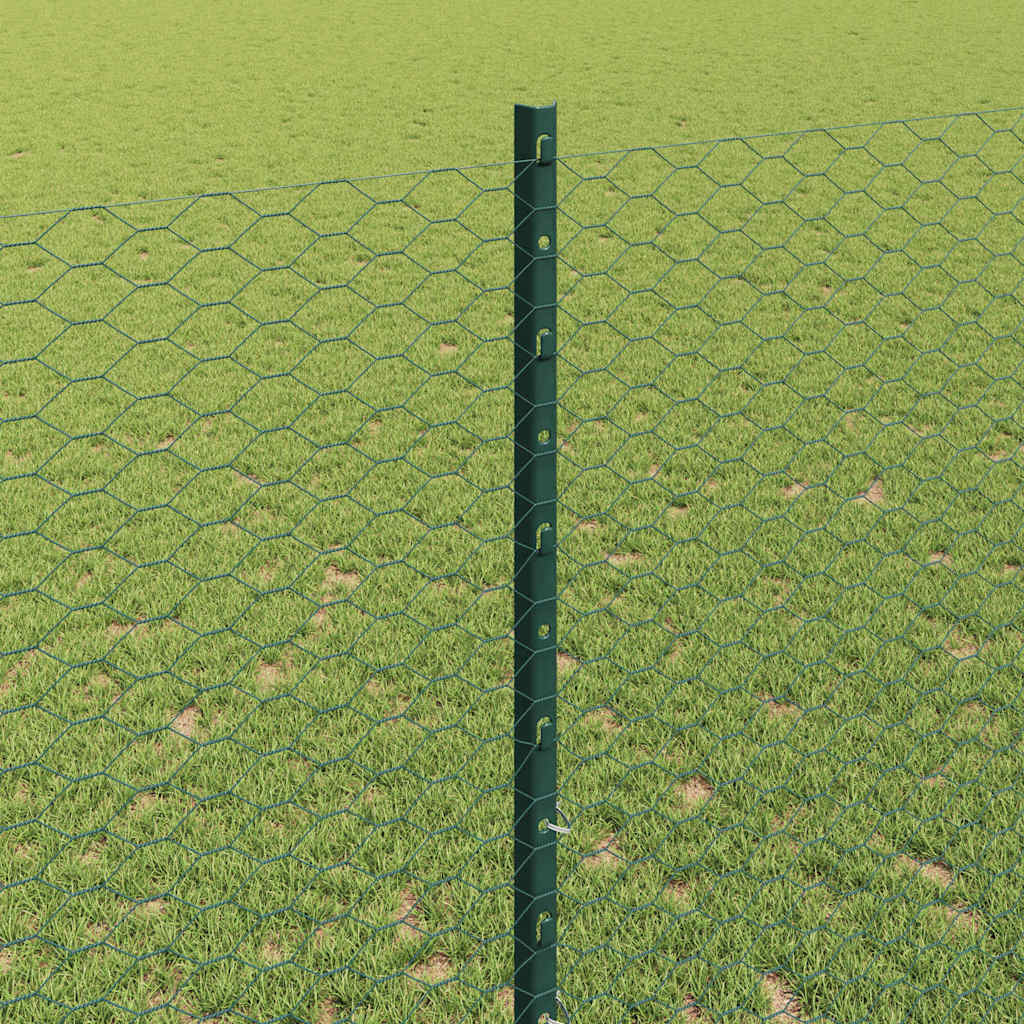 vidaXL Zaun mit Pfosten Grün 1,4 x 10 m Stahl und PVC