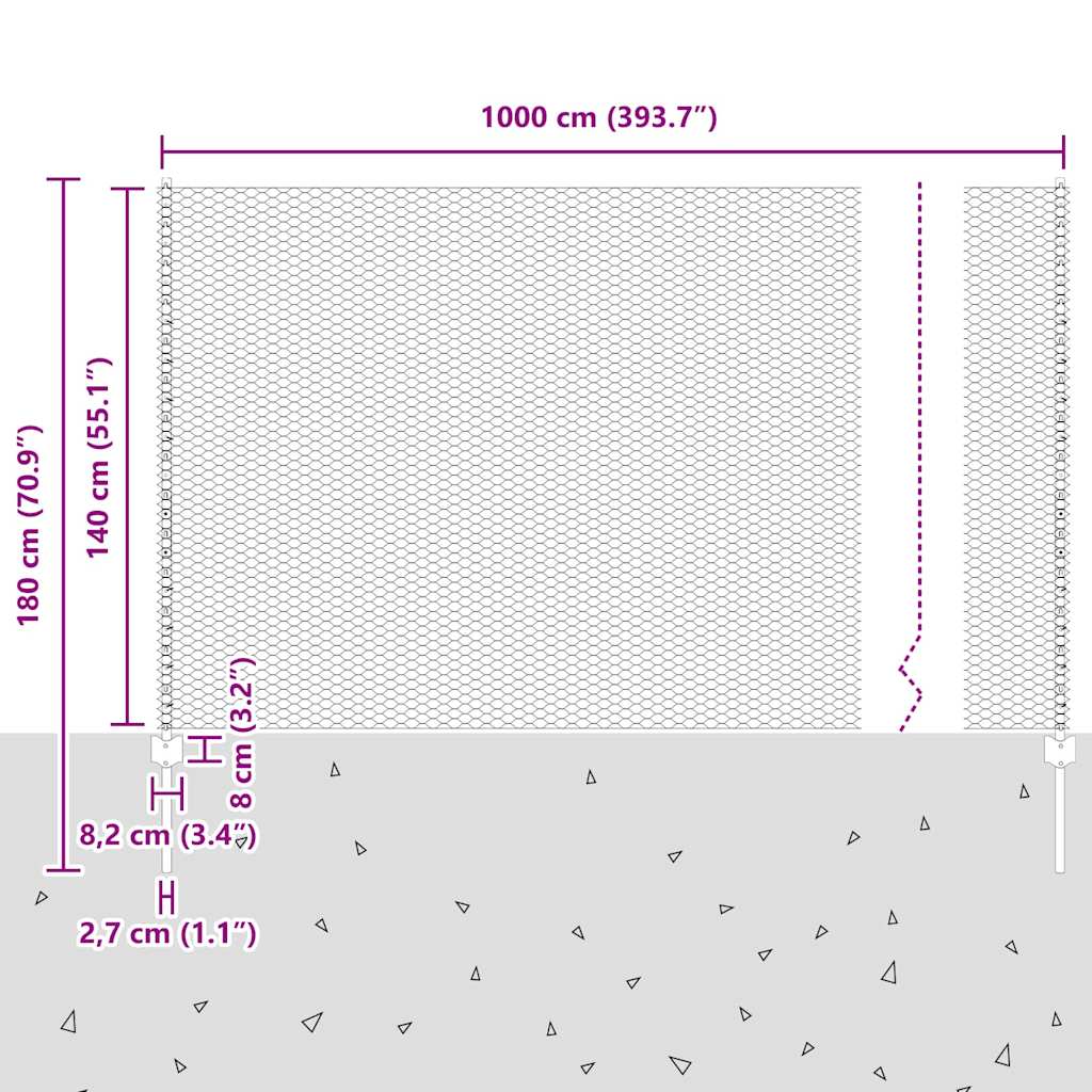 vidaXL Zaun mit Pfosten Grün 1,4 x 10 m Stahl und PVC
