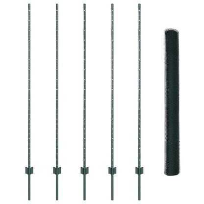 vidaXL Clôture avec poteaux vert 1,5 x 10 m acier et PVC