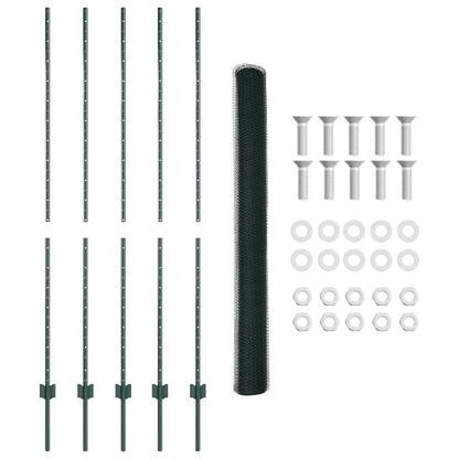 vidaXL Clôture avec poteaux vert 1,5 x 10 m acier et PVC
