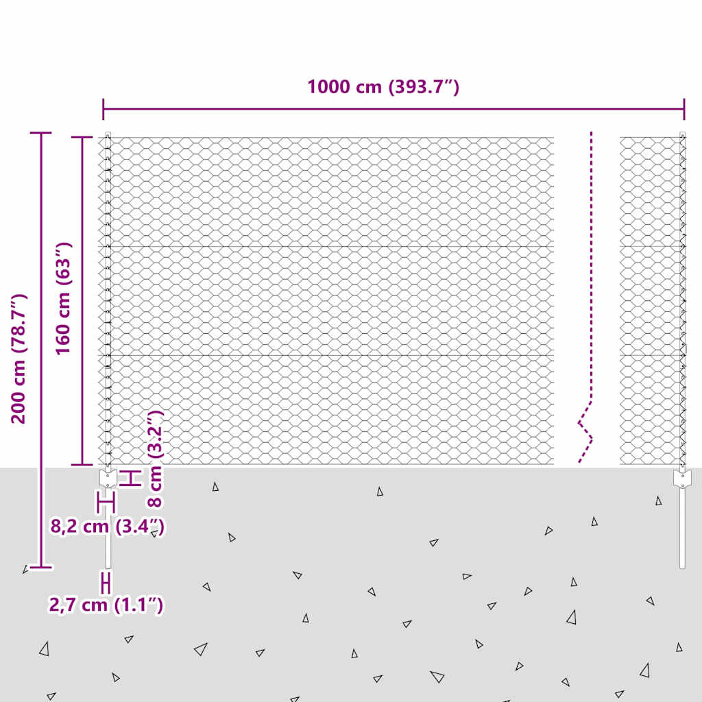 vidaXL Zaun mit Pfosten Grün 1,6 x 10 m Stahl und PVC