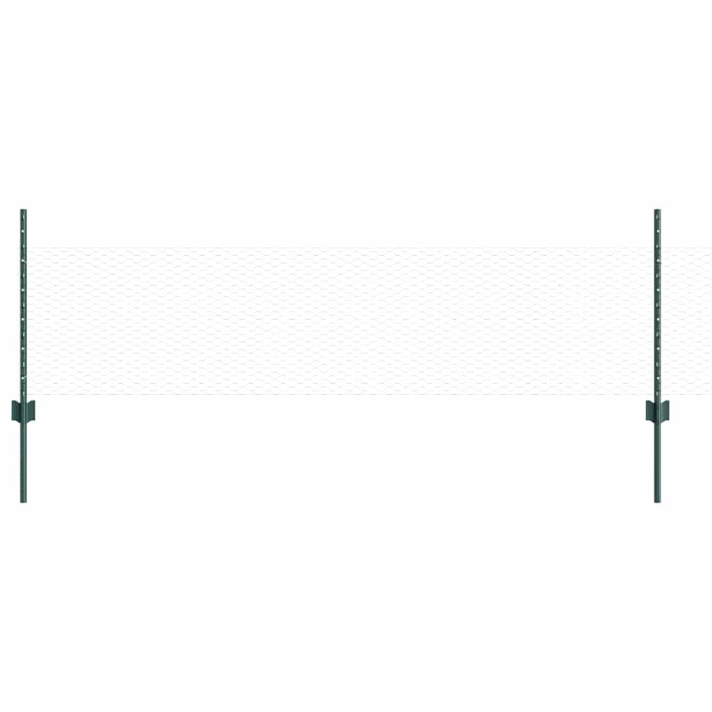 vidaXL Zaun mit Pfosten Grün 0,5 x 25 m Stahl