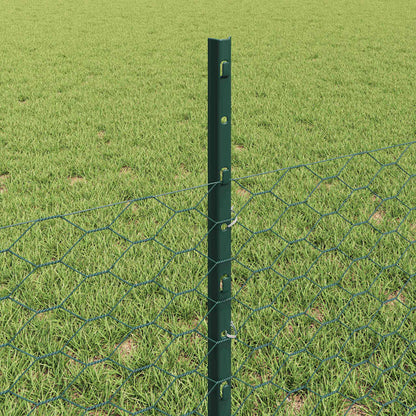 vidaXL Zaun mit Pfosten Grün 0,5 x 25 m Stahl