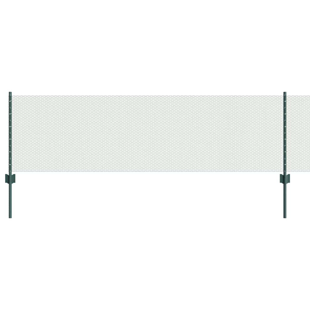 vidaXL Zaun mit Pfosten Grün 0,6 x 25 m Stahl und PVC