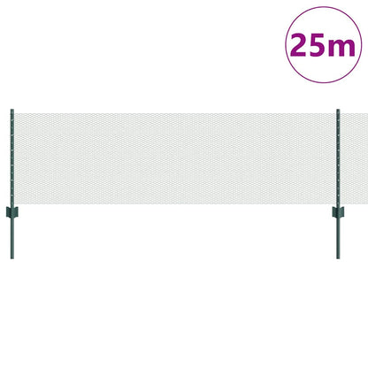 vidaXL Zaun mit Pfosten Grün 0,6 x 25 m Stahl und PVC