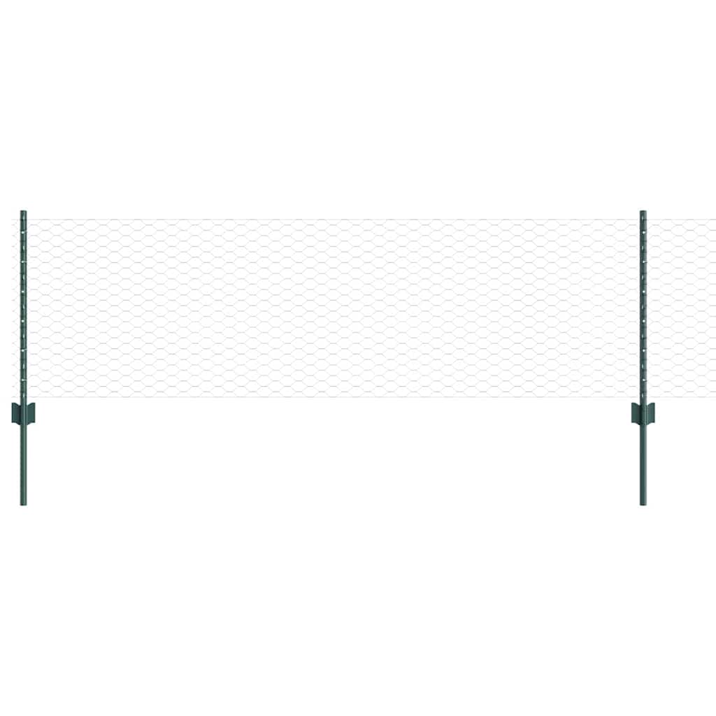 vidaXL Zaun mit Pfosten Grün 0,6 x 25 m Stahl und PVC