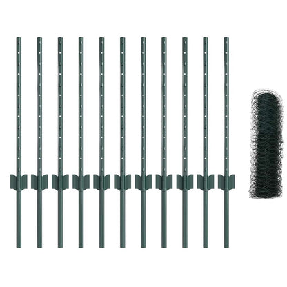 vidaXL Zaun mit Pfosten Grün 0,6 x 25 m Stahl und PVC
