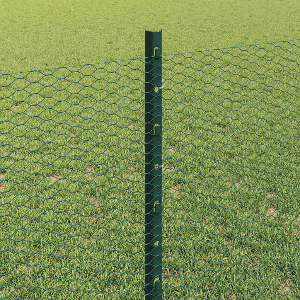 vidaXL Zaun mit Pfosten Grün 0,8 x 25 m Stahl und PVC