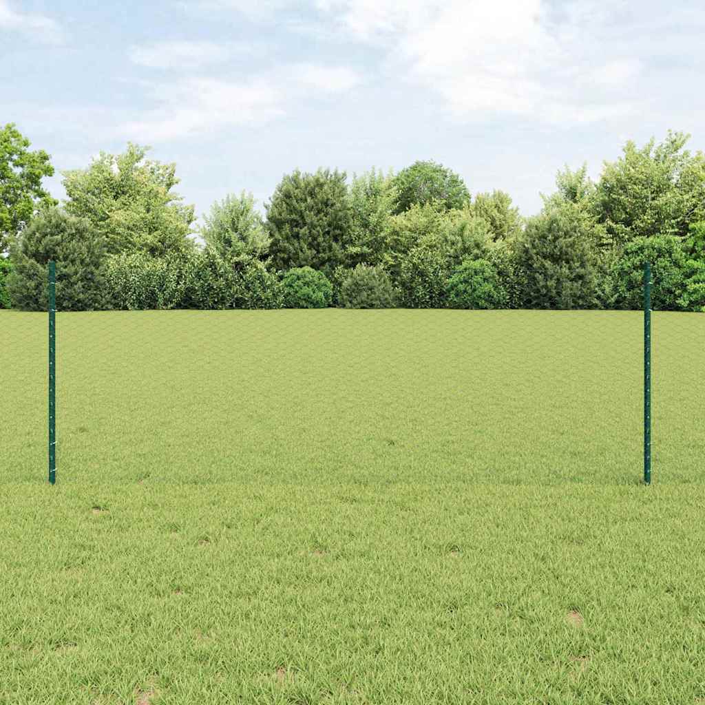 vidaXL Zaun mit Pfosten Grün 0,8 x 25 m Stahl