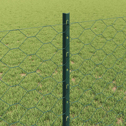 vidaXL Zaun mit Pfosten Grün 0,8 x 25 m Stahl