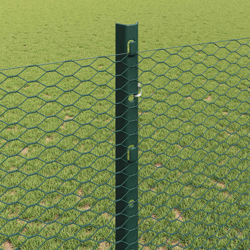 vidaXL Zaun mit Pfosten Grün 1,2 x 25 m Stahl
