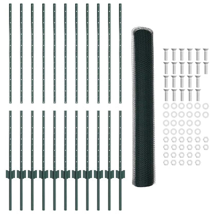 vidaXL Zaun mit Pfosten Grün 1,2 x 25 m Stahl