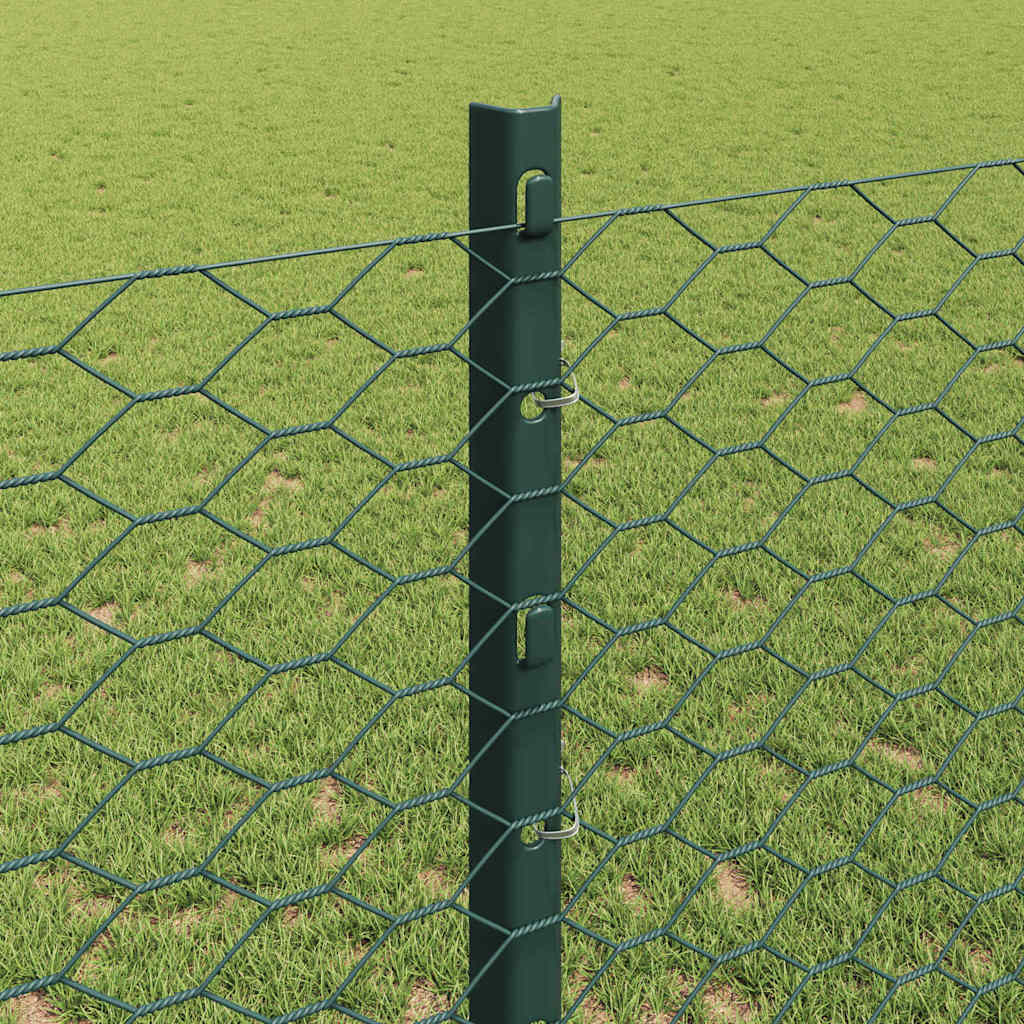 vidaXL Zaun mit Pfosten Grün 1,2 x 25 m Stahl