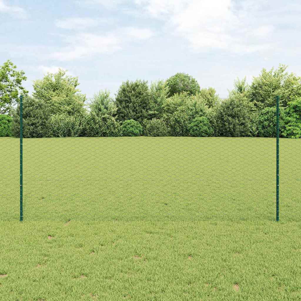 Zaun mit Pfosten Grün 1,2 x 25 m Stahl
