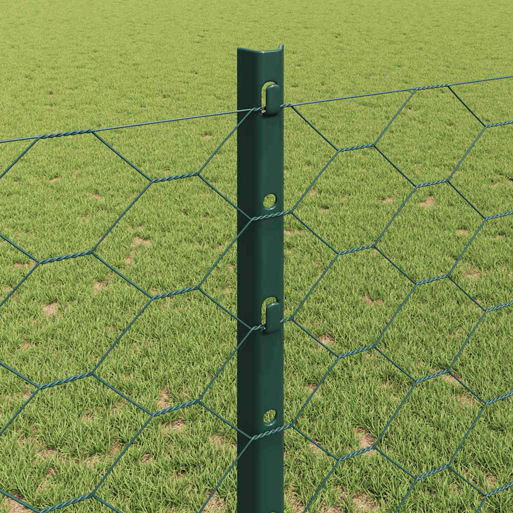 vidaXL Clôture avec poteaux vert 1,2 x 25 m acier