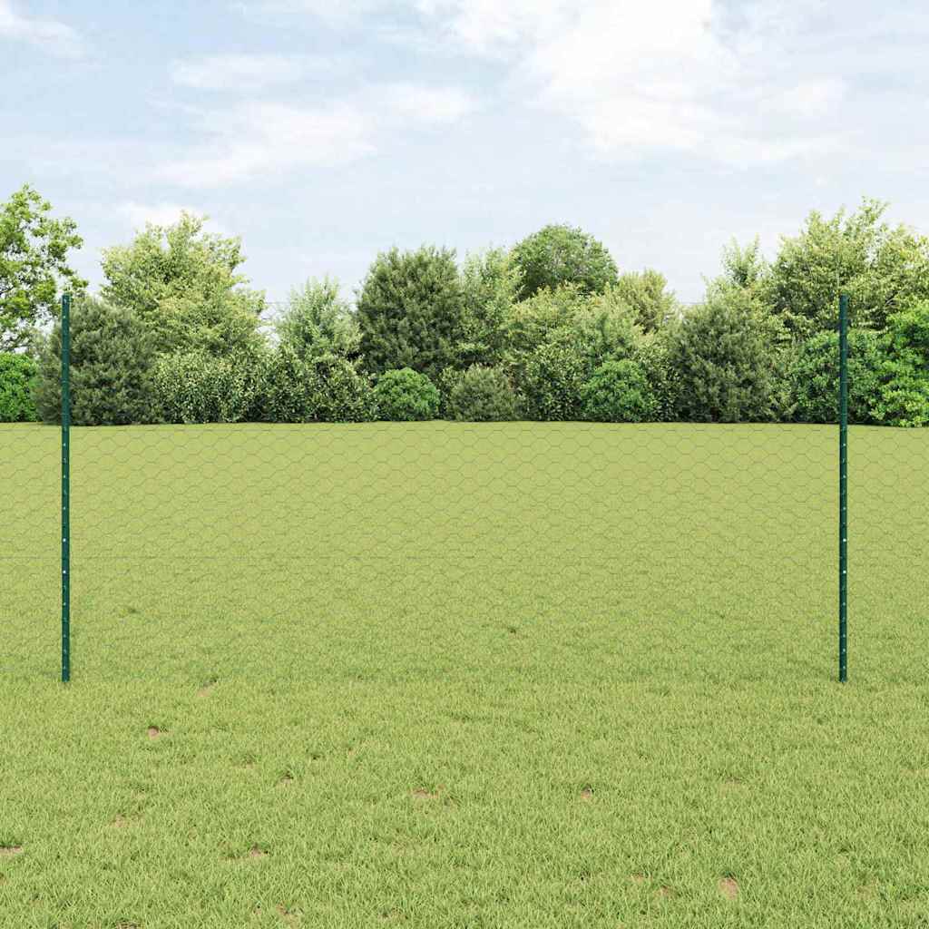 vidaXL Clôture avec poteaux vert 1,2 x 25 m acier