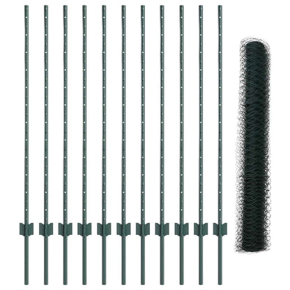 vidaXL Clôture avec poteaux vert 1,2 x 25 m acier