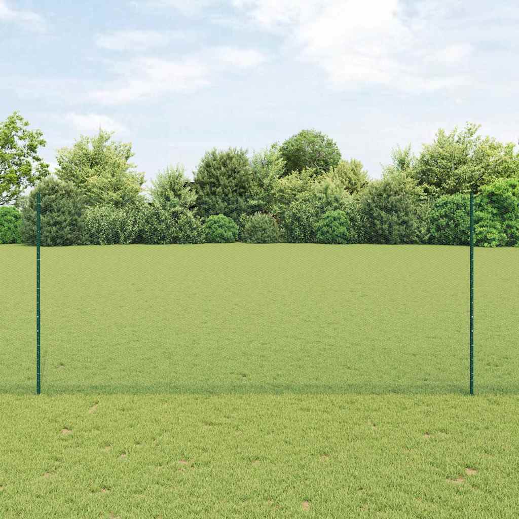Zaun mit Pfosten Grün 1,4 x 25 m Stahl und PVC