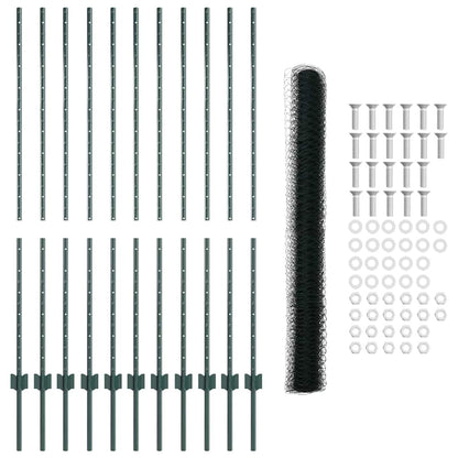 Zaun mit Pfosten Grün 1,4 x 25 m Stahl