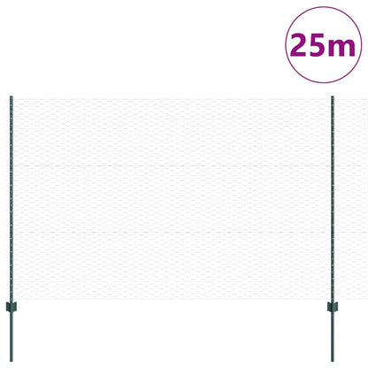 Zaun mit Pfosten Grün 1,5 x 25 m Stahl