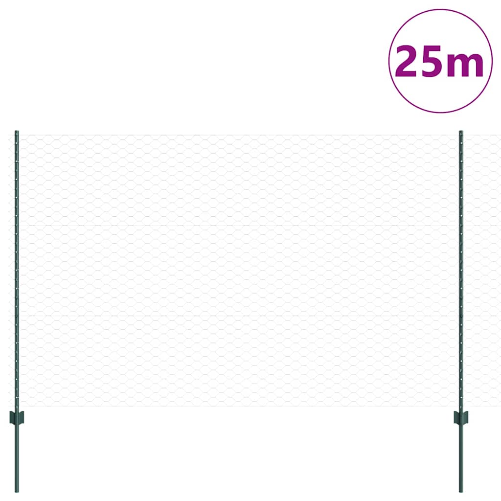 vidaXL Clôture avec poteaux vert 1,5 x 25 m Acier