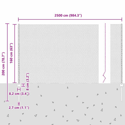 vidaXL Zaun mit Pfosten Grün 1.6 x 25 m Stahl und PVC