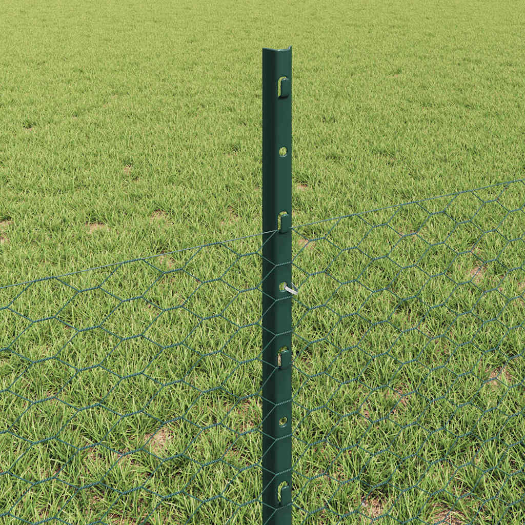 vidaXL Zaun mit Pfosten Grün 0,5 x 50 m Stahl und PVC