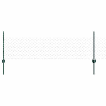 vidaXL Zaun mit Pfosten Grün 0,5 x 50 m Stahl und PVC
