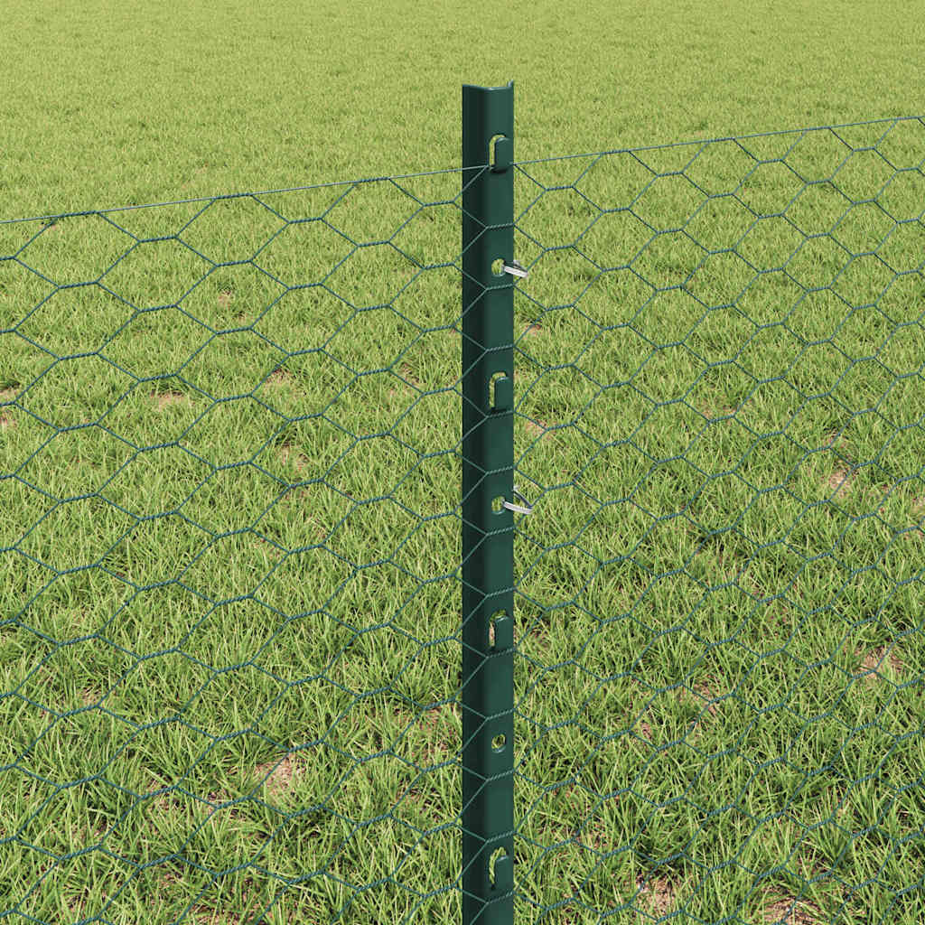 vidaXL Zaun mit Pfosten Grün 0,6 x 50 m Stahl und PVC