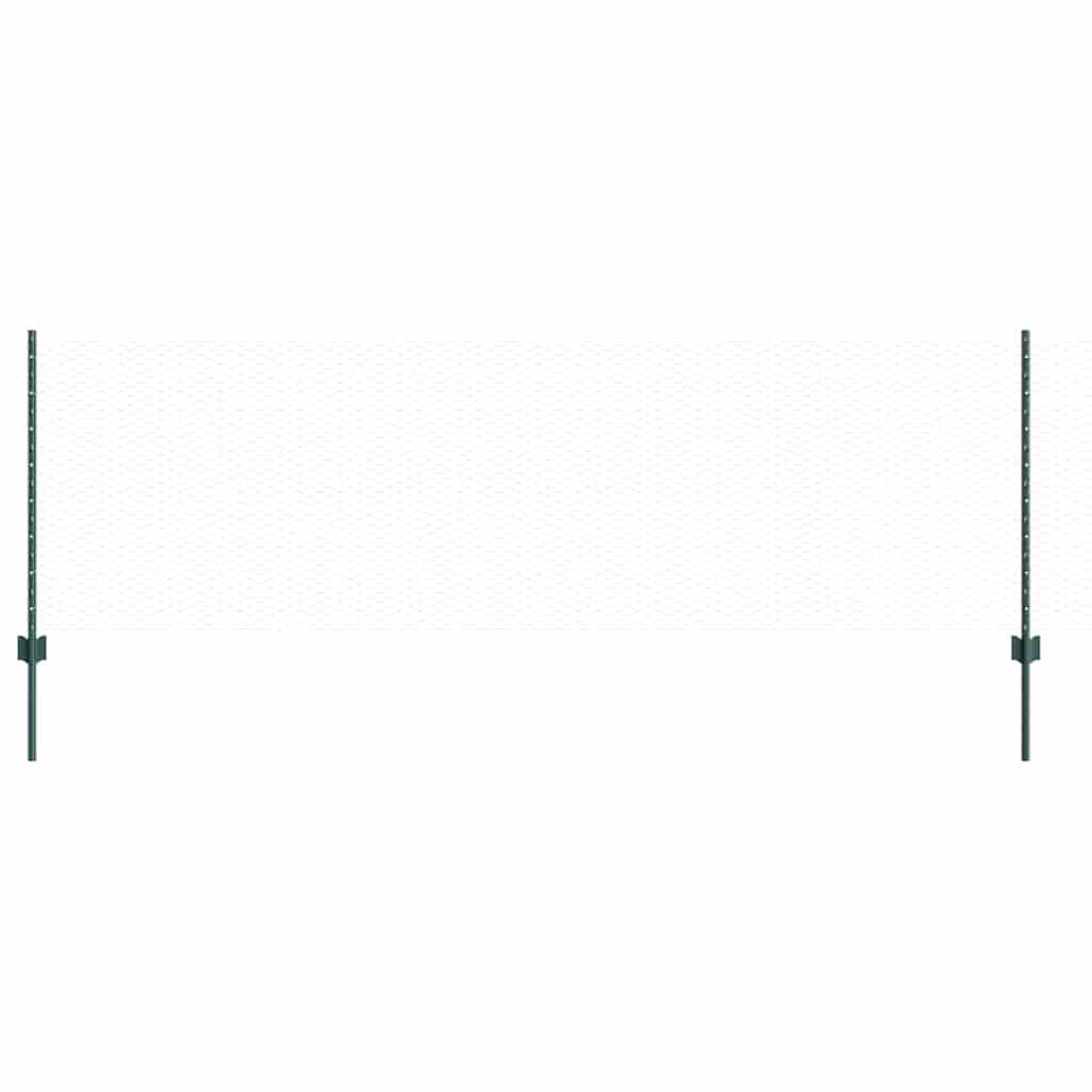 vidaXL Zaun mit Pfosten Grün 0,8 x 50 m Stahl und PVC