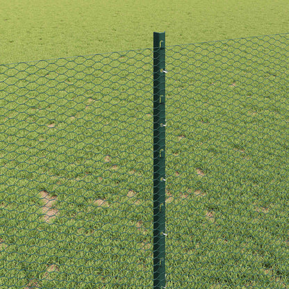 vidaXL Zaun mit Pfosten Grün 1 x 50 m Stahl und PVC