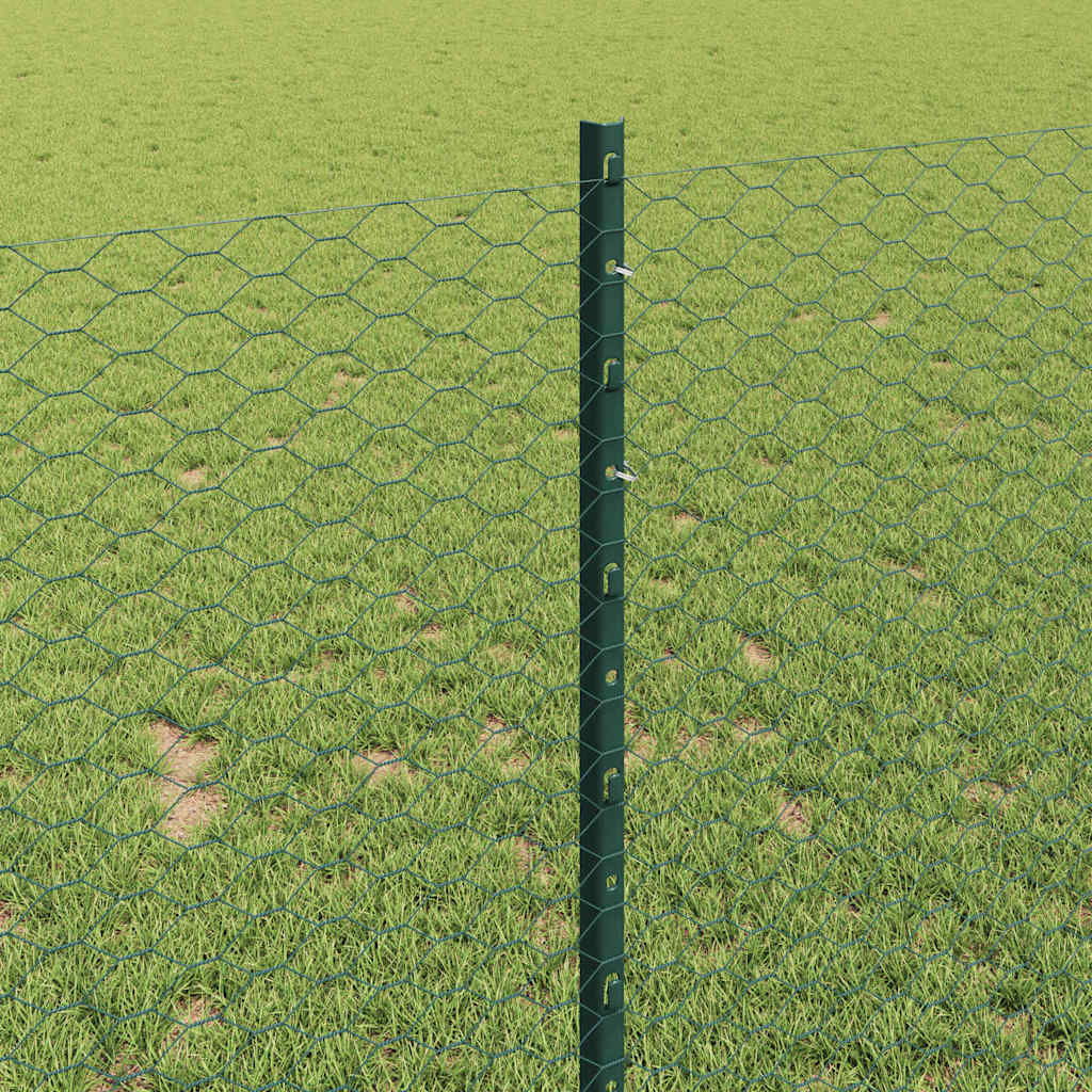 vidaXL Clôture avec poteaux vert 1 x 50 m acier et PVC