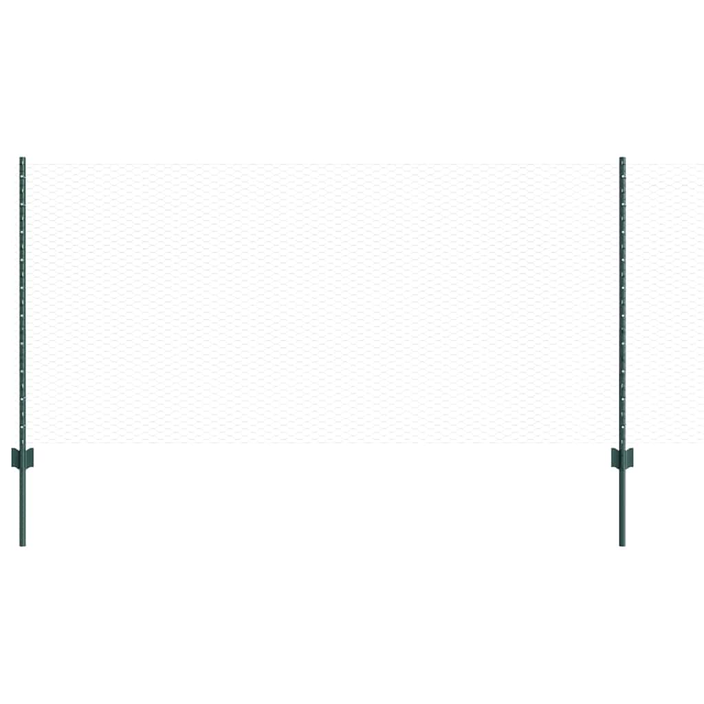 vidaXL Clôture avec poteaux vert 1 x 50 m acier et PVC