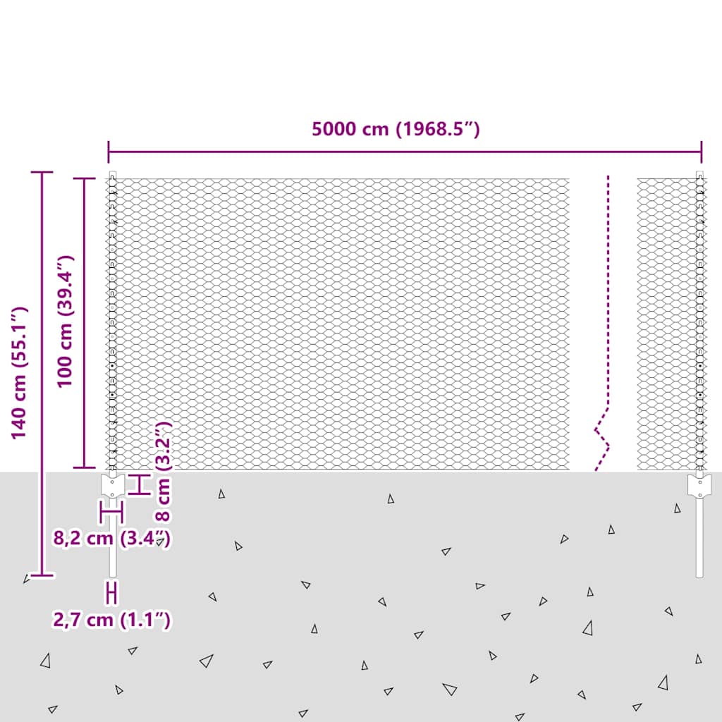 vidaXL Clôture avec poteaux vert 1 x 50 m acier et PVC