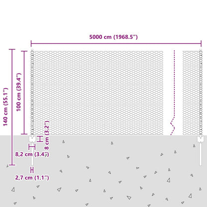 vidaXL Clôture avec poteaux vert 1 x 50 m acier et PVC