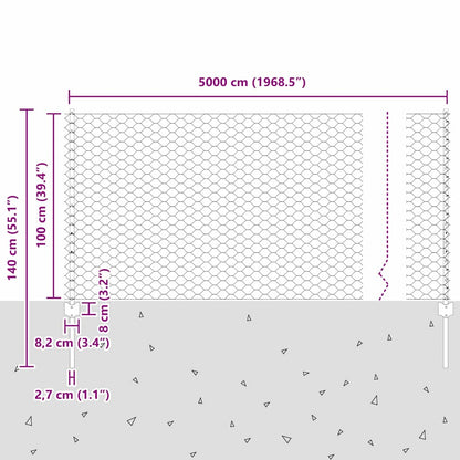 vidaXL Zaun mit Pfosten Grün 1 x 50 m Stahl und PVC