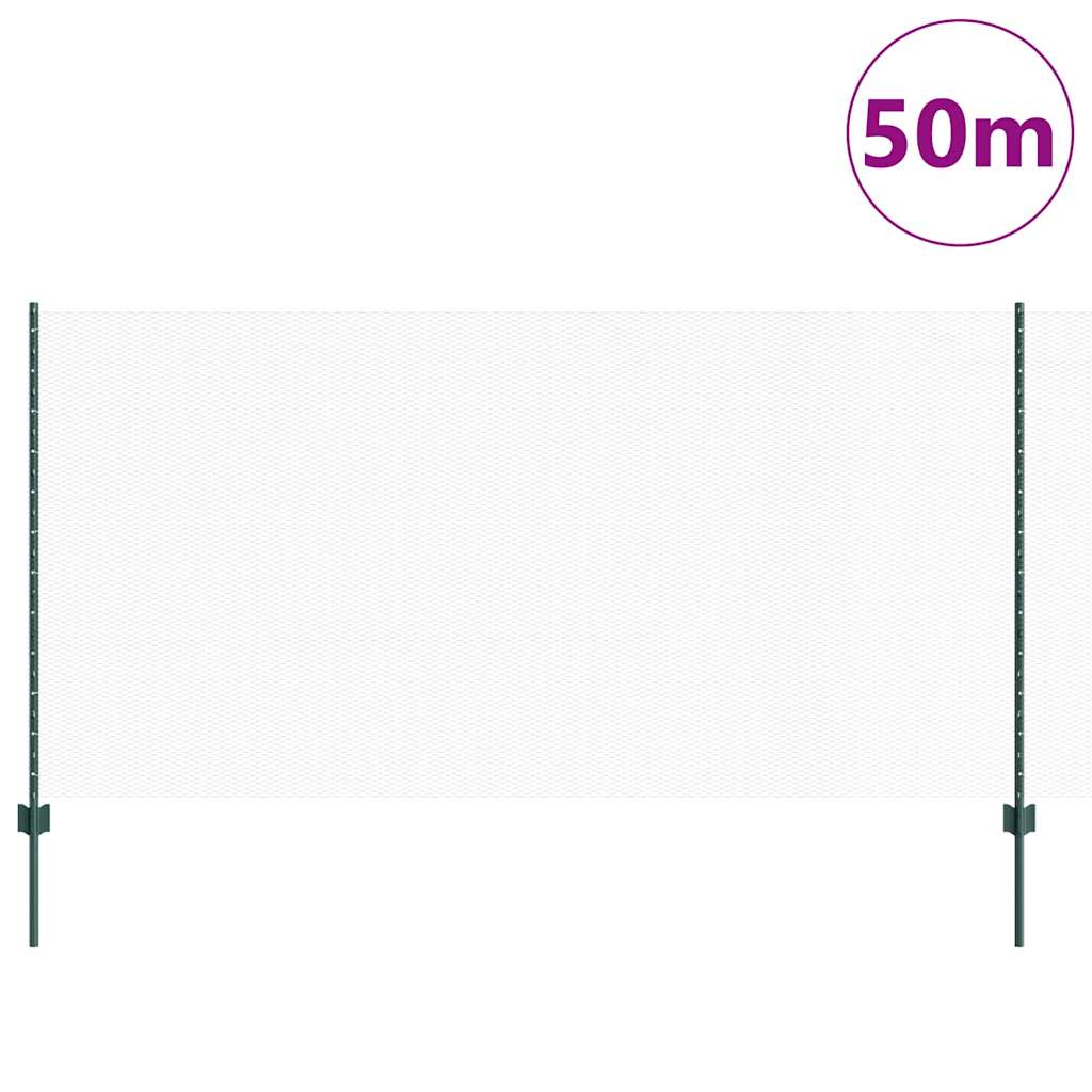 Zaun mit Pfosten Grün 1,2 x 50 m Stahl und PVC