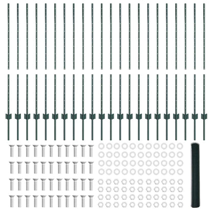 Zaun mit Pfosten Grün 1,2 x 50 m Stahl und PVC