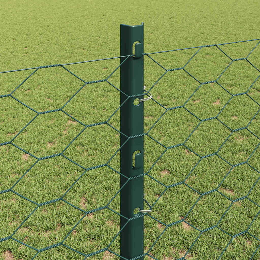 vidaXL Zaun mit Pfosten Grün 1,2 x 50 m Stahl und PVC