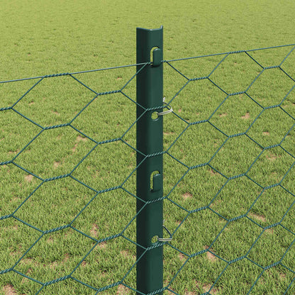 vidaXL Zaun mit Pfosten Grün 1,2 x 50 m Stahl und PVC