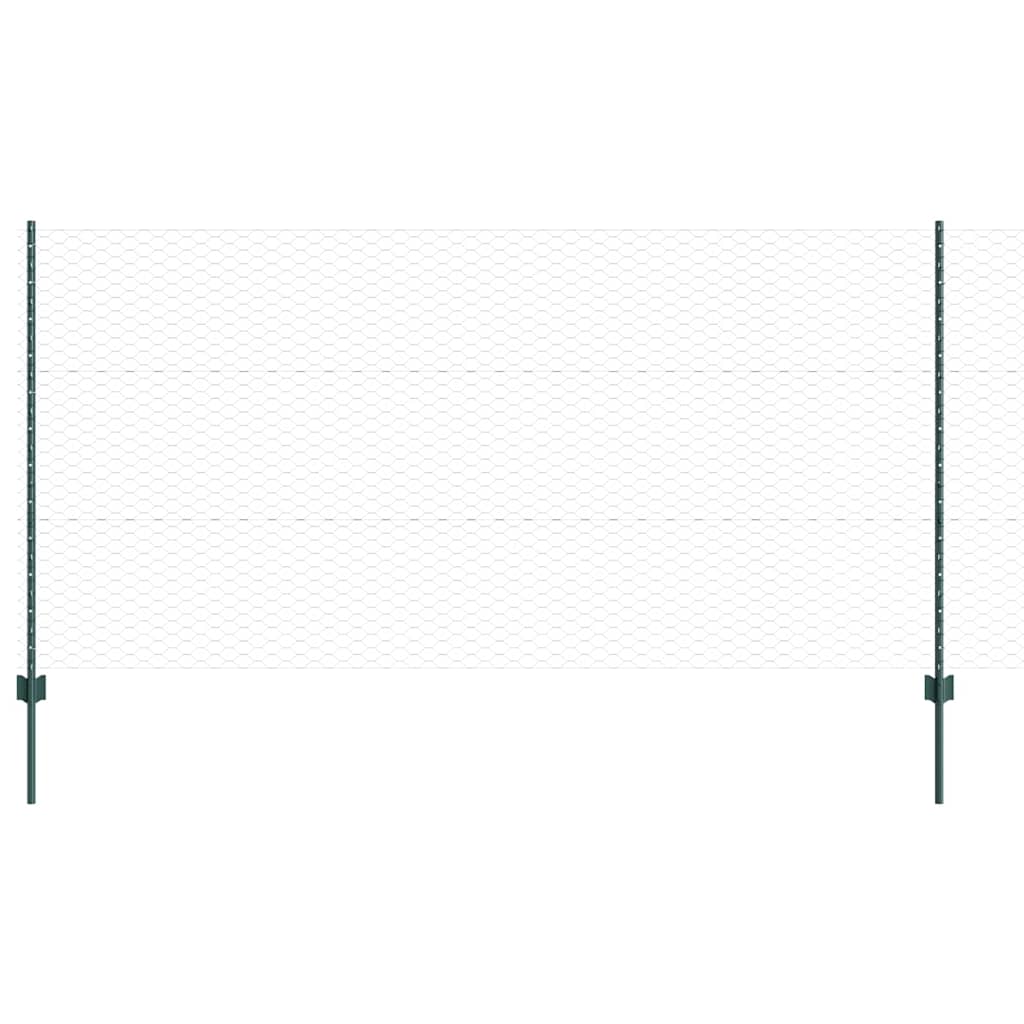 vidaXL Zaun mit Pfosten Grün 1,2 x 50 m Stahl und PVC