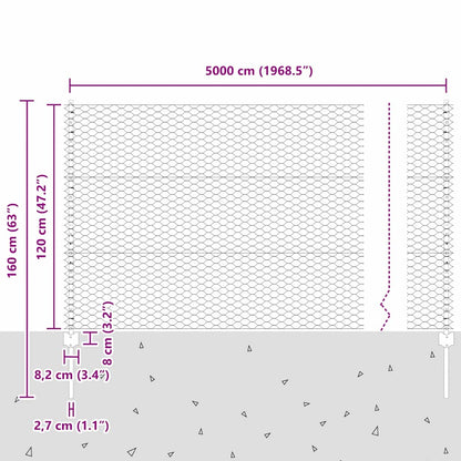 vidaXL Zaun mit Pfosten Grün 1,2 x 50 m Stahl und PVC