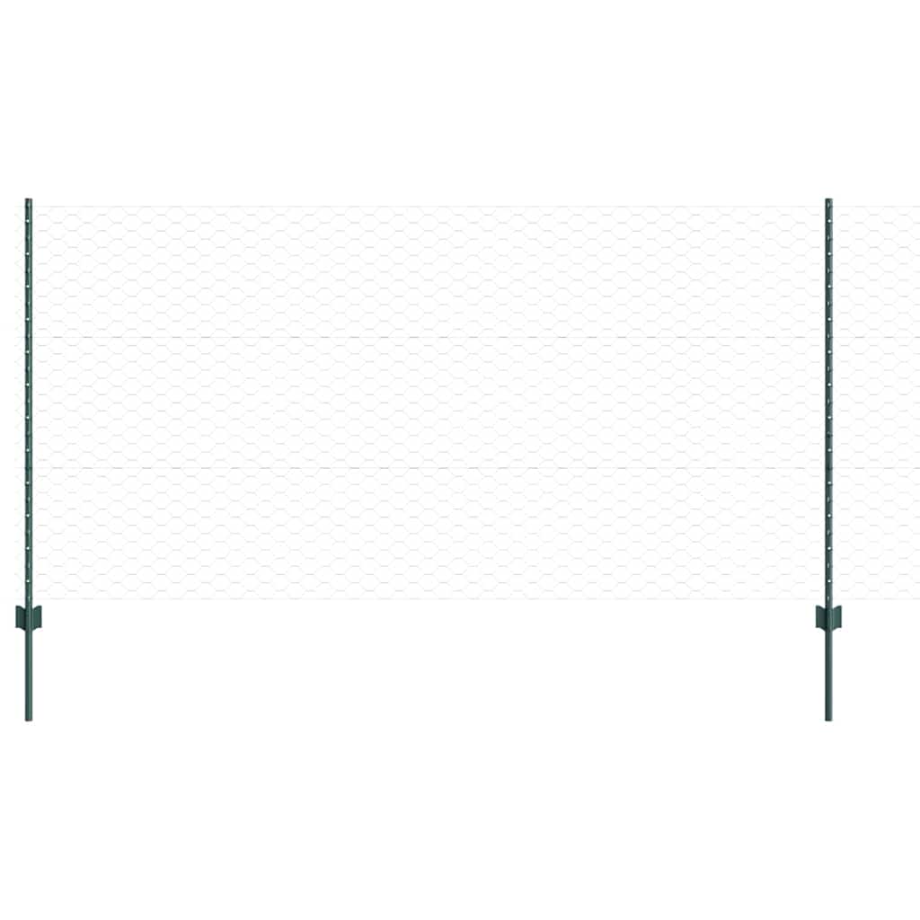 Zaun mit Pfosten Grün 1,2 x 50 m Stahl und PVC