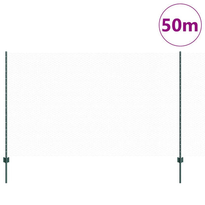 Zaun mit Pfosten Grün 1,4 x 50 m Stahl und PVC