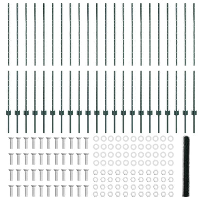 Zaun mit Pfosten Grün 1,4 x 50 m Stahl und PVC