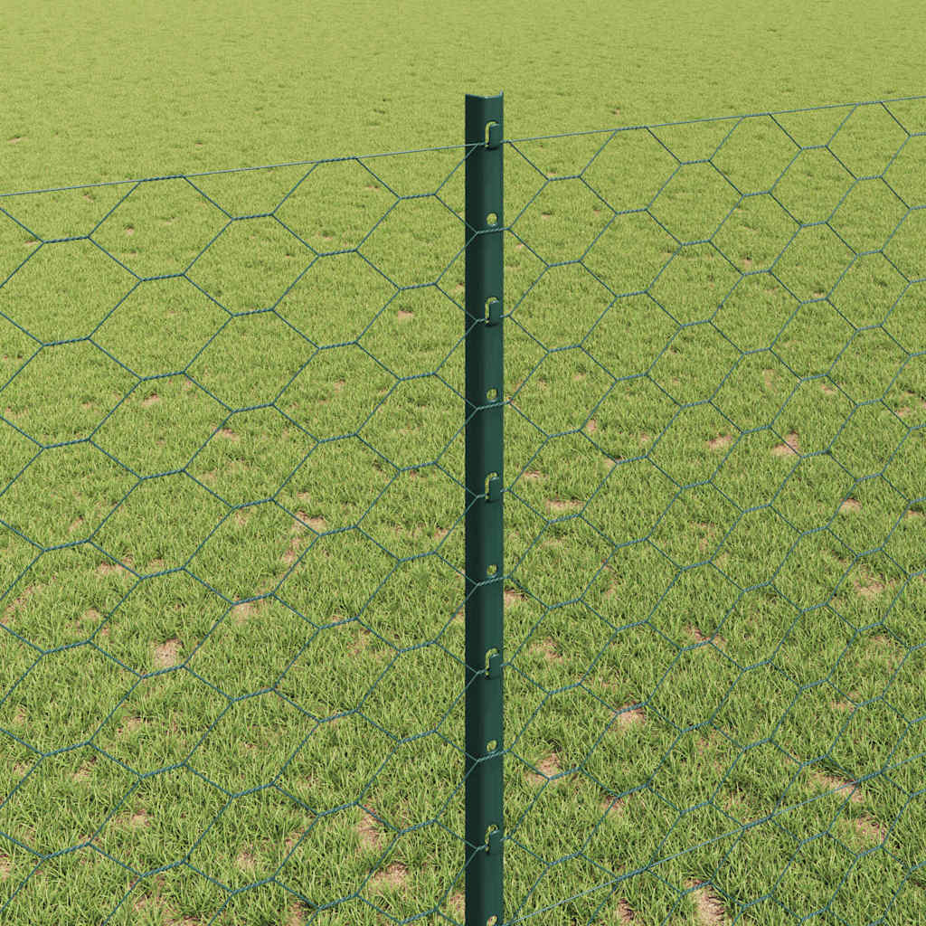 vidaXL Zaun mit Pfosten Grün 1,4 x 50 m Stahl und PVC