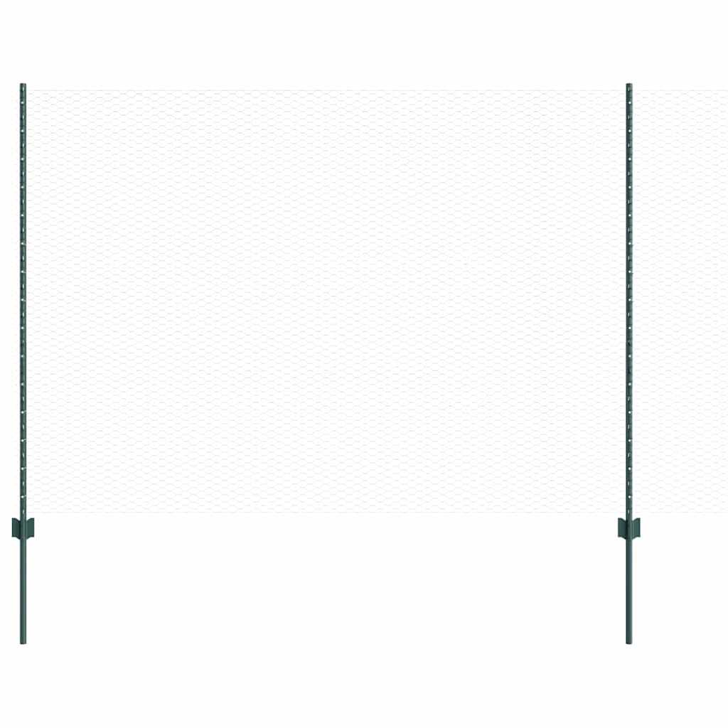 Zaun mit Pfosten Grün 1,5 x 50 m Stahl und PVC