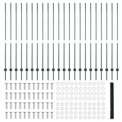 Zaun mit Pfosten Grün 1,5 x 50 m Stahl und PVC