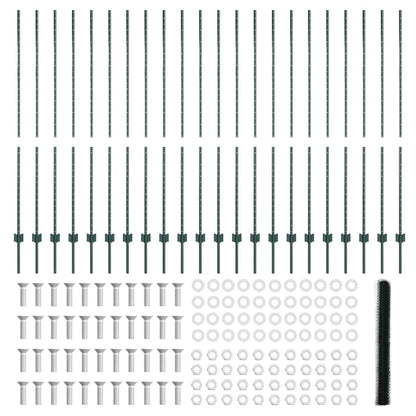 Zaun mit Pfosten Grün 1,5 x 50 m Stahl und PVC