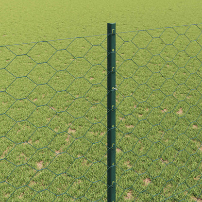 vidaXL Zaun mit Pfosten Grün 1,5 x 50 m Stahl und PVC